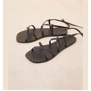 NEW Manebi Black Leather Wrap Sandals